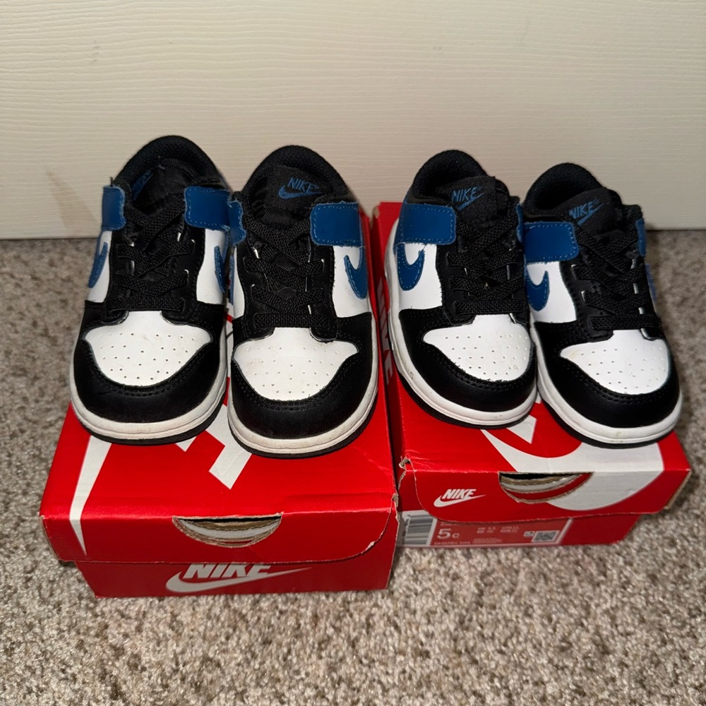 Nike Black and Blue High-Top Sneakers with Leather Panels